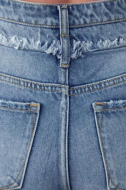 High Rise Double Waistband Released Hem Jeans - Jessiz Boutique