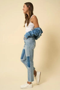 High Rise Frayed Hem Straight Jeans - Jessiz Boutique