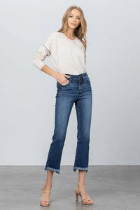 High Stretch Frayed Hem Crop Jeans - Jessiz Boutique
