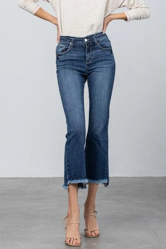 High Stretch Frayed Hem Crop Jeans - Jessiz Boutique