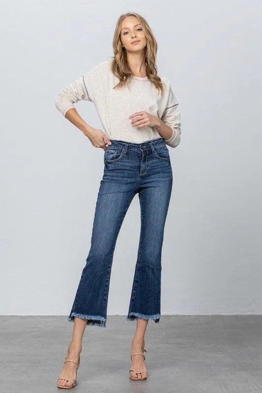 High Stretch Frayed Hem Crop Jeans - Jessiz Boutique