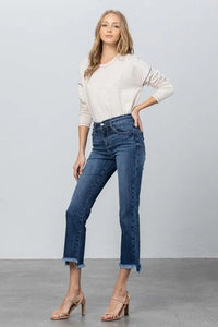 High Stretch Frayed Hem Crop Jeans - Jessiz Boutique