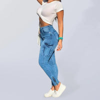 High Waist Cargo Skinny Zipper Ankle Jeans - Jessiz Boutique