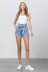 High Waisted Cuffed Shorts - Jessiz Boutique