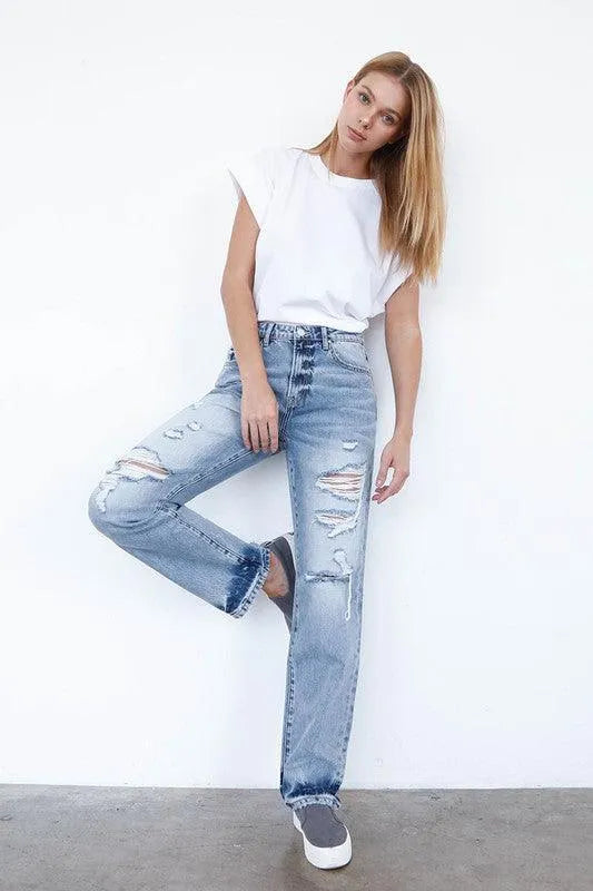 High Waisted Loose Straight Jeans - Jessiz Boutique