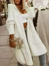 Hooded Long Wool Loose Cardigan Sweater Coat - Jessiz Boutique