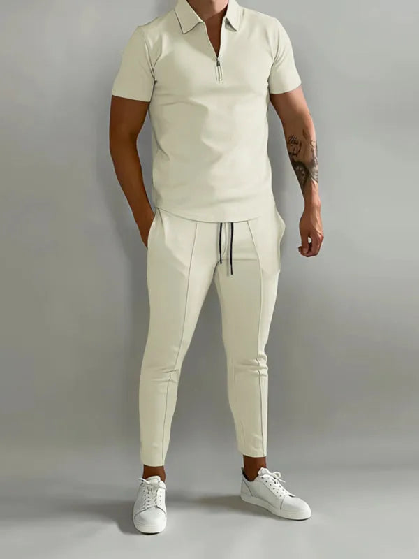 Men's Polo Shirt & Pants Two-Piece Set