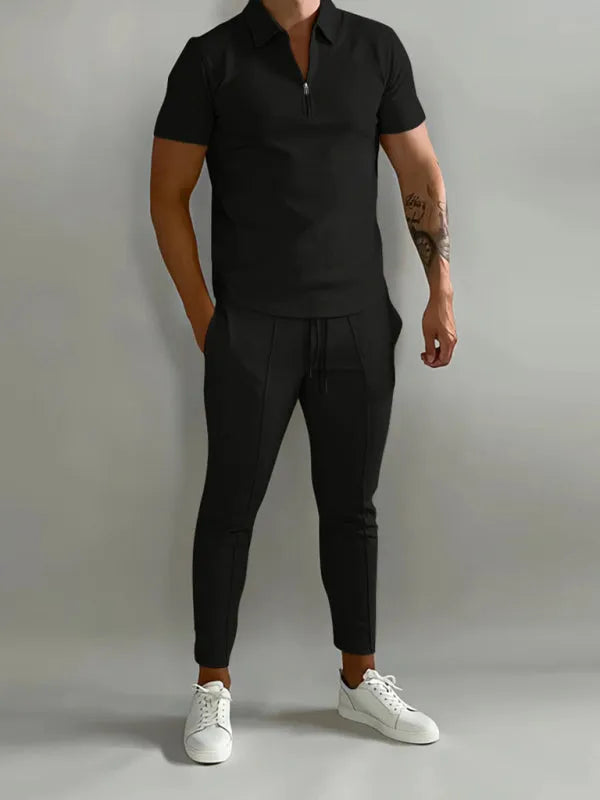 Men's Polo Shirt & Pants Two-Piece Set