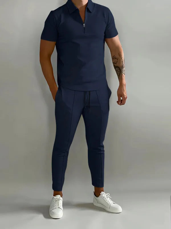 Men's Polo Shirt & Pants Two-Piece Set