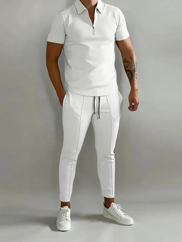 Men's Polo Shirt & Pants Two-Piece Set