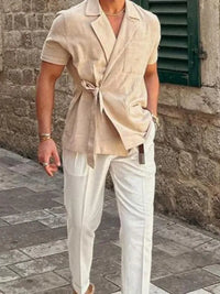 Men's Short -Sleeved Wrap Shirt