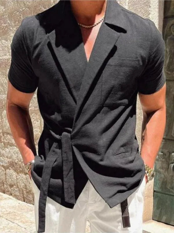 Men's Short -Sleeved Wrap Shirt
