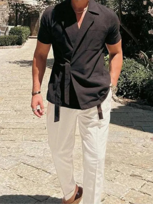 Men's Short -Sleeved Wrap Shirt