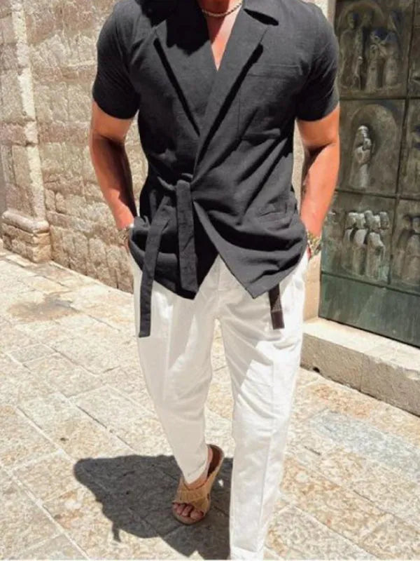 Men's Short -Sleeved Wrap Shirt