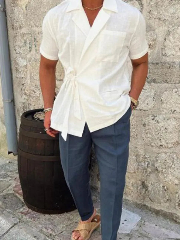 Men's Short -Sleeved Wrap Shirt