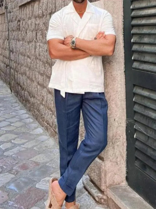 Men's Short -Sleeved Wrap Shirt