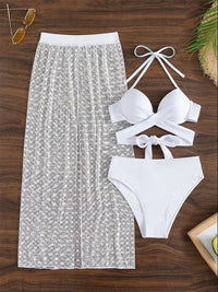 Bikini Mesh Skirt Three-Piece Set