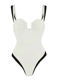 Black and White Elegant Contrast One-Piece Swimsuit