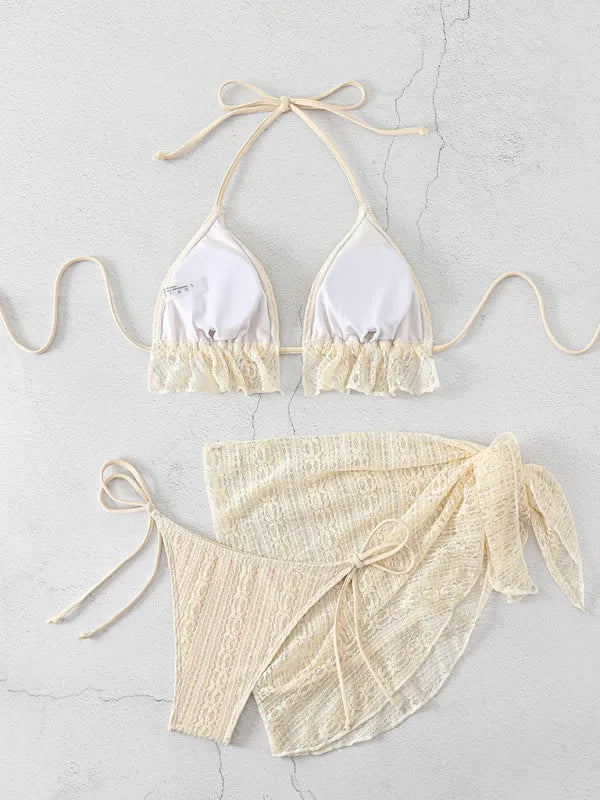 Lace Up Hot Springs Swimsuit Three-Piece Set