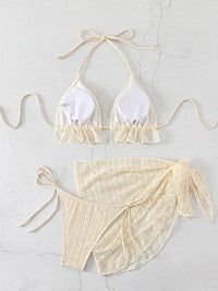 Lace Up Hot Springs Swimsuit Three-Piece Set