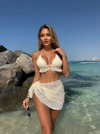 Lace Up Hot Springs Swimsuit Three-Piece Set