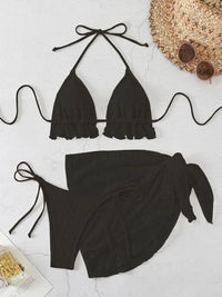 Lace Up Hot Springs Swimsuit Three-Piece Set