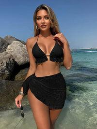 Lace Up Hot Springs Swimsuit Three-Piece Set