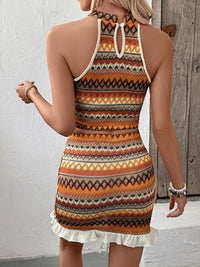 Sleeveless Halter Neck Drawstring Skirt Two-Piece Set