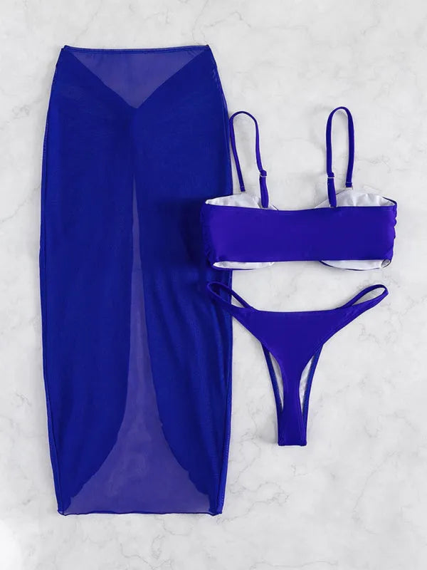 Swimsuit Three-Piece Bikini U-Shaped Decoration Swimsuit