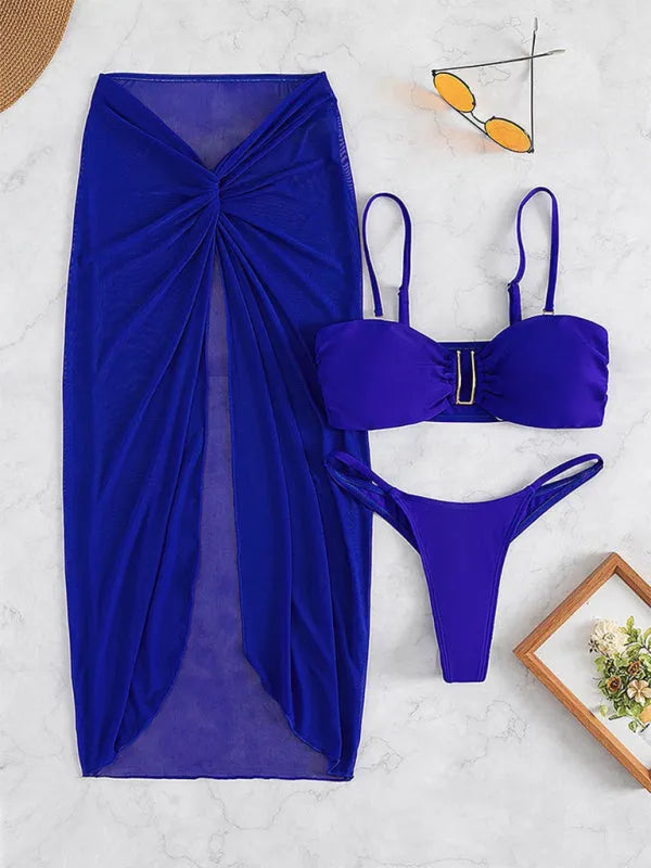 Swimsuit Three-Piece Bikini U-Shaped Decoration Swimsuit