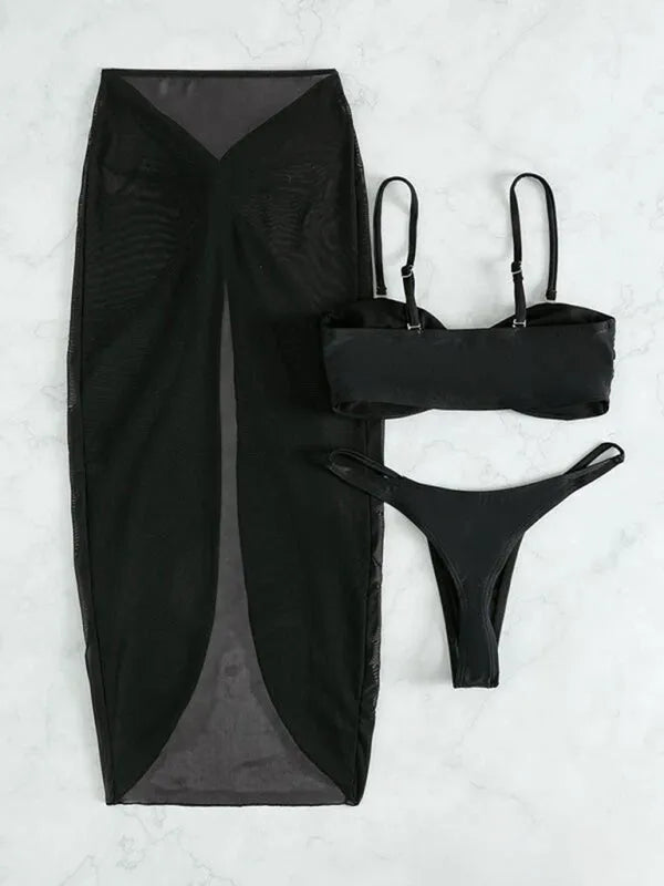 Swimsuit Three-Piece Bikini U-Shaped Decoration Swimsuit