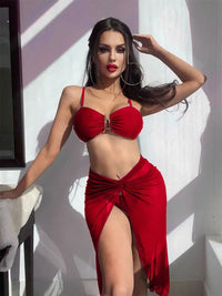 Swimsuit Three-Piece Bikini U-Shaped Decoration Swimsuit