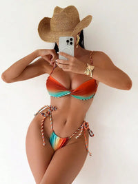 Tie-Dye Braided Bikini Three Piece