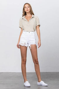 Insane Gene High Rise White Shorts - Jessiz Boutique