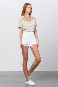 Insane Gene High Rise White Shorts - Jessiz Boutique