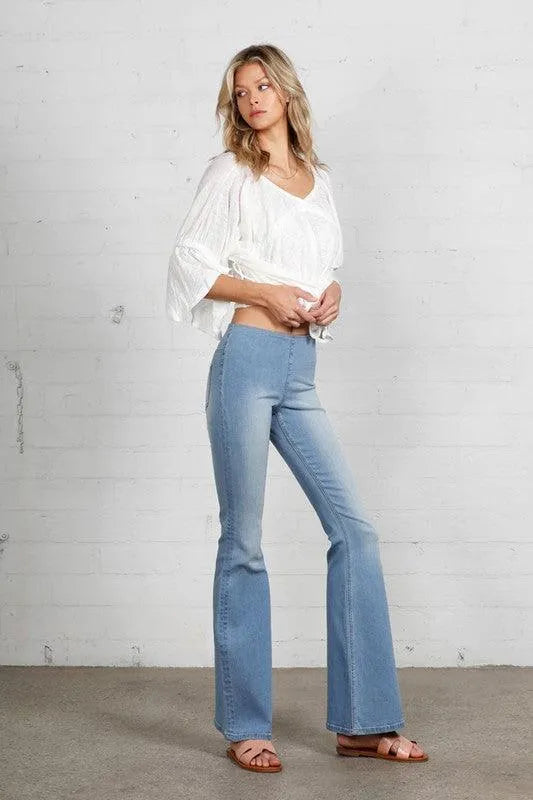 Insane Gene Mid - Rise Banded Wider Flare Jeans - Jessiz Boutique
