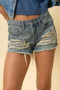 Insane Gene Mid Rise Destroyed Shorts - Jessiz Boutique