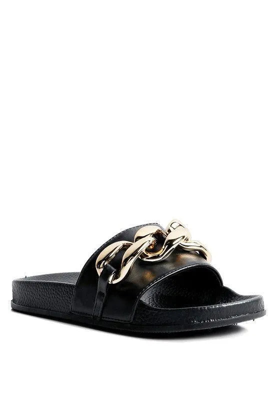 Ishtar Metallic Chain Metal Slides - Jessiz Boutique