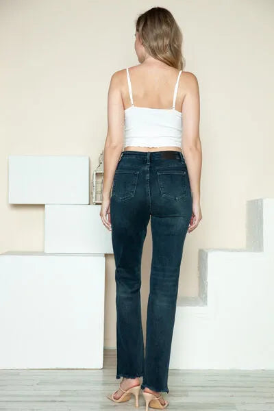 Judy Blue Button Fly Hem Destroy Straight Jeans - Jessiz Boutique