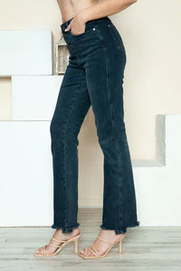 Judy Blue Button Fly Hem Destroy Straight Jeans - Jessiz Boutique
