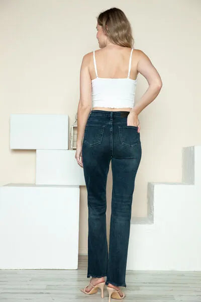 Judy Blue Button Fly Hem Destroy Straight Jeans - Jessiz Boutique