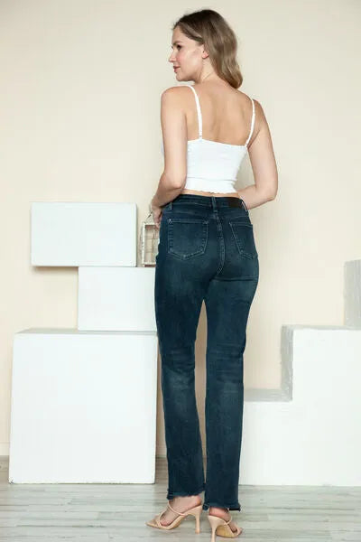 Judy Blue Button Fly Hem Destroy Straight Jeans - Jessiz Boutique