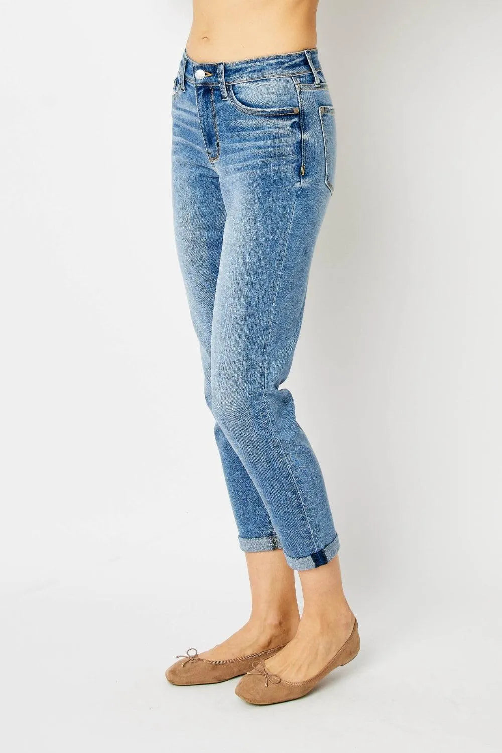 Judy Blue Cuffed Hem Slim Jeans - Jessiz Boutique