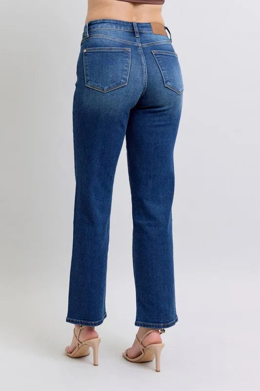 Judy Blue Full Size Side Seam Detail Straight Jeans with Pockets - Jessiz Boutique