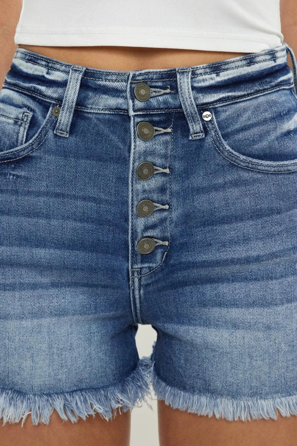 Kancan Button Fly High Rise Raw Hem Denim Shorts - Jessiz Boutique