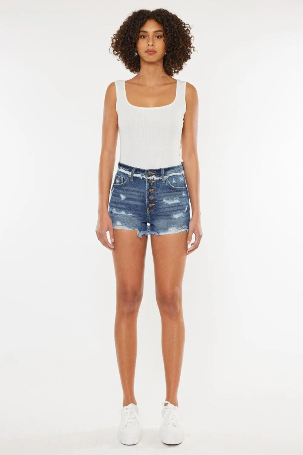 Kancan Distressed Button Fly Denim Shorts - Jessiz Boutique