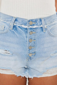 Kancan Distressed Button Fly Medium Denim Shorts - Jessiz Boutique