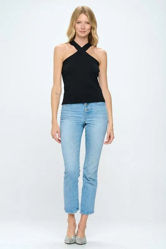 Knit Criss Cross Sleeveless Top - Jessiz Boutique