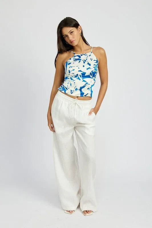 Lace Up Back Halter Neck Top - Jessiz Boutique