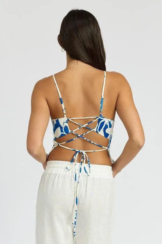 Lace Up Back Halter Neck Top - Jessiz Boutique